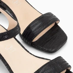 Sandales à talon Jenna noires en tissu jacquard