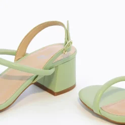 Sandales à talon minimalistes Oriane vert pastel