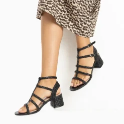 Sandales à talon tressées Claudia noires