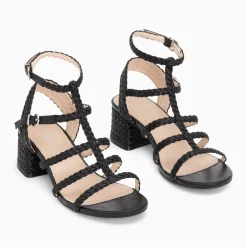 Sandales à talon tressées Claudia noires