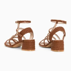 Sandales à talon tressées Claudia camel