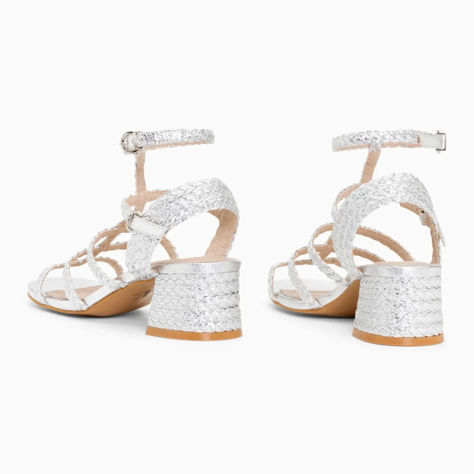 Sandales à talon tressées Claudia argent