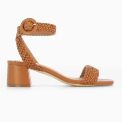 Sandales à talon tressées Emmeline camel