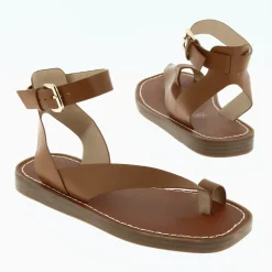 Sandales Amanda camel minimalistes à passe-pouce