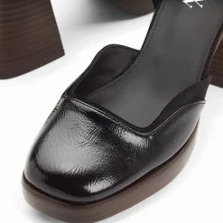 Sandales Claire noires à plateforme et talon bois