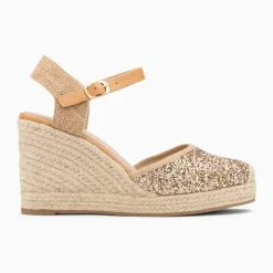 Sandales compensées Jeanne à paillettes multicolores