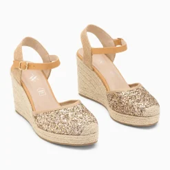 Sandales compensées Jeanne à paillettes multicolores