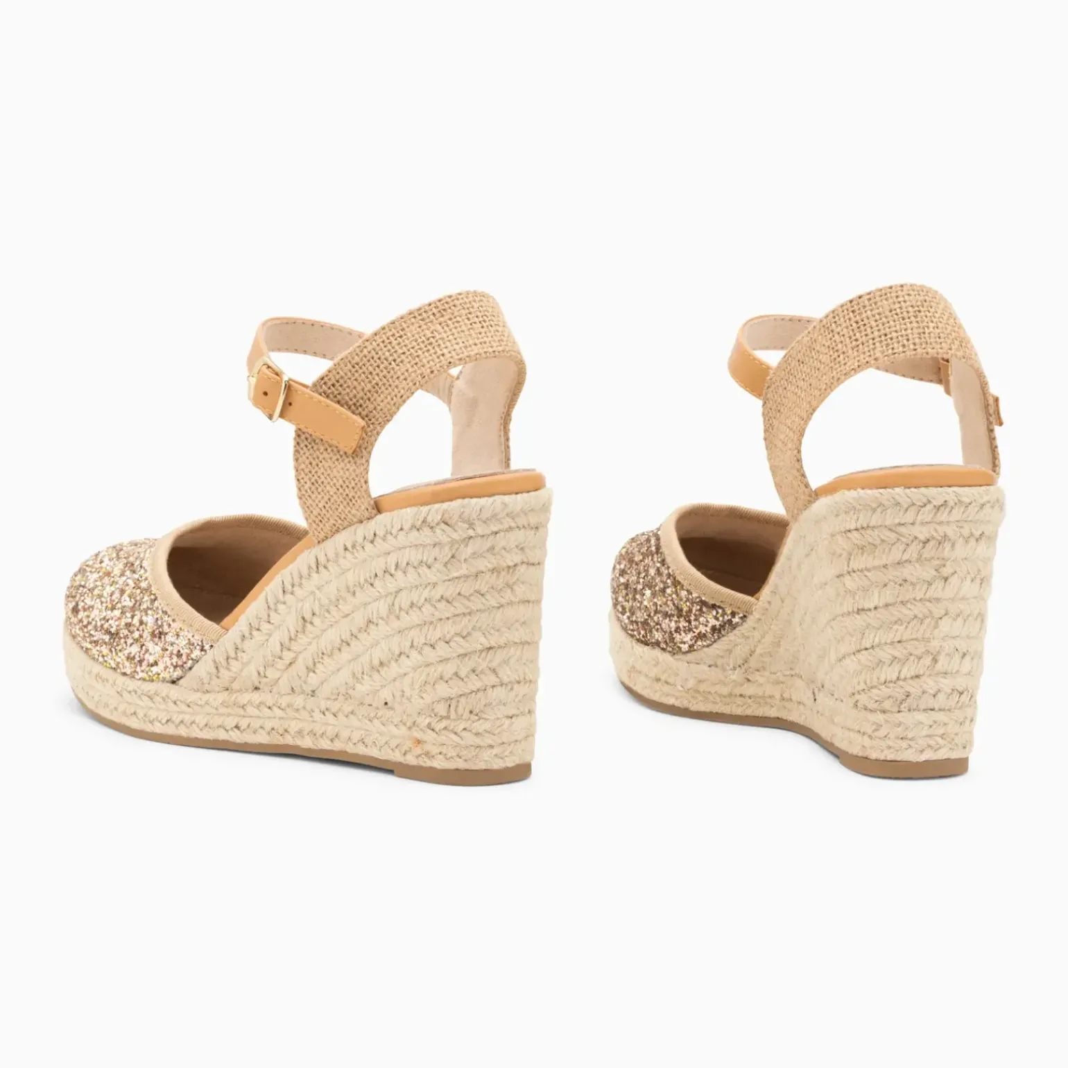 Sandales compensées Jeanne à paillettes multicolores