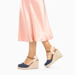 Sandales compensées Mariana en toile denim