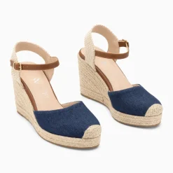 Sandales compensées Mariana en toile denim