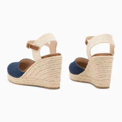 Sandales compensées Mariana en toile denim