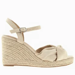 Sandales compensées nouées Zoëlla beige clair