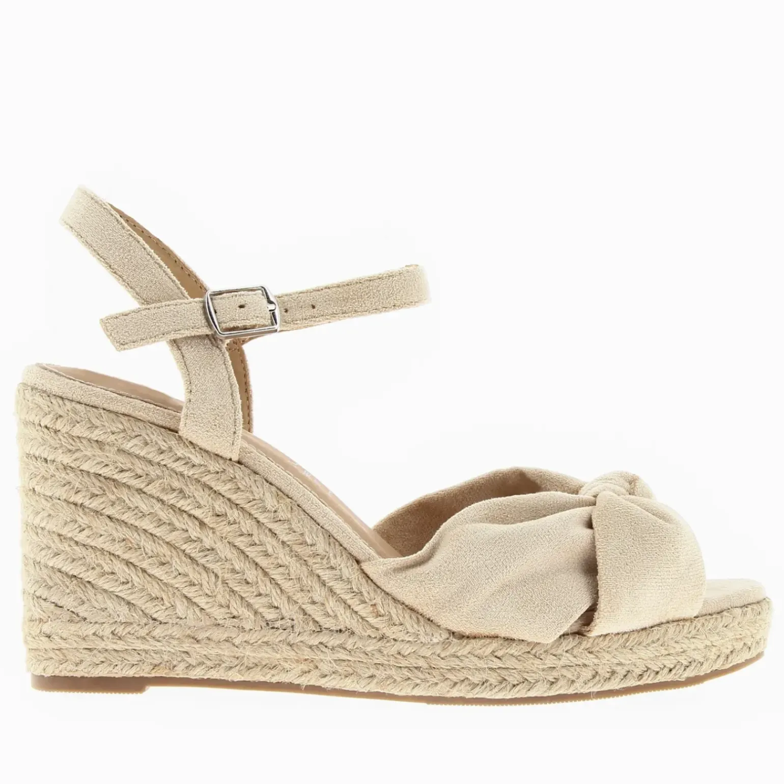 Sandales compensées nouées Zoëlla beige clair