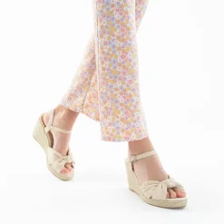 Sandales compensées nouées Zoëlla beige clair