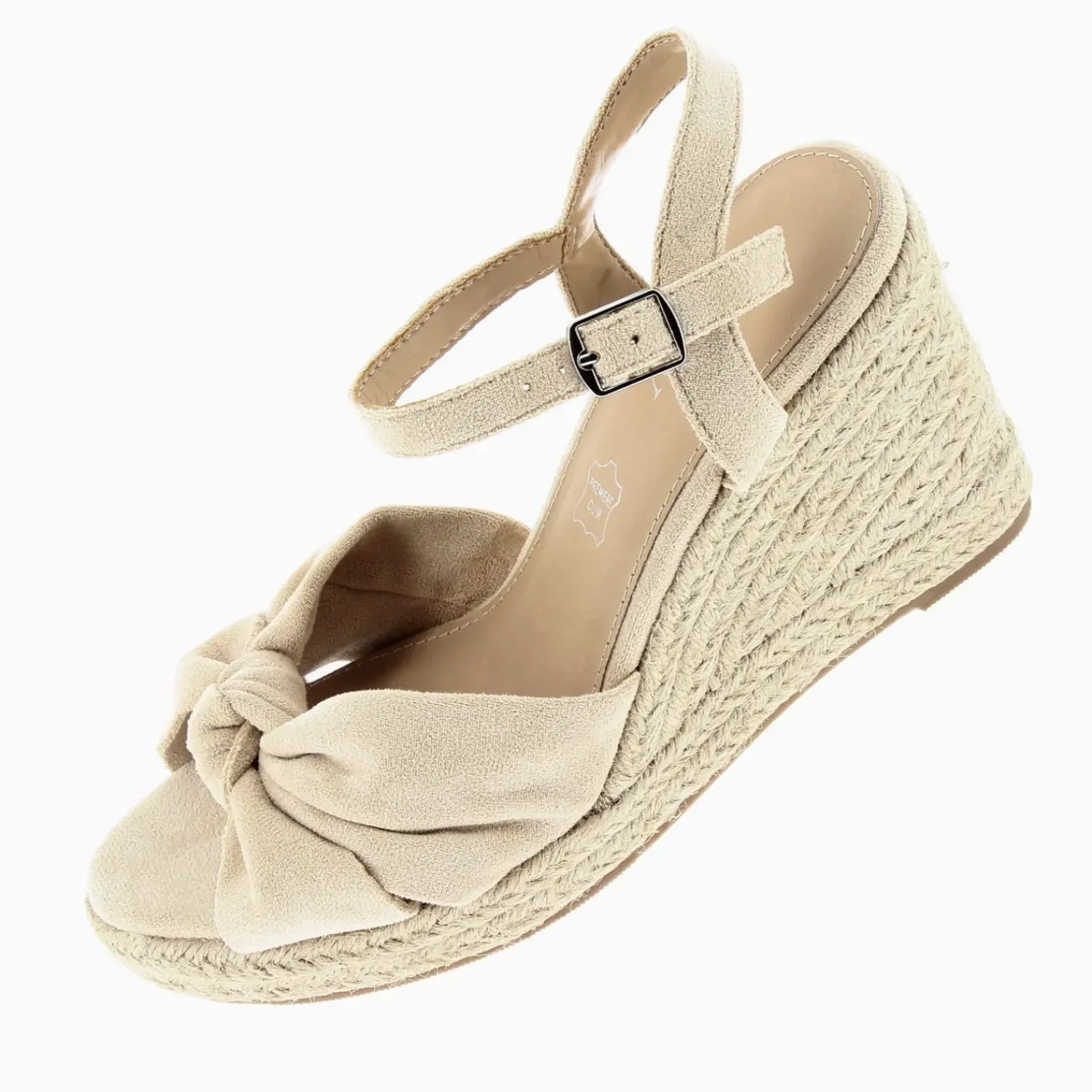 Sandales compensées nouées Zoëlla beige clair