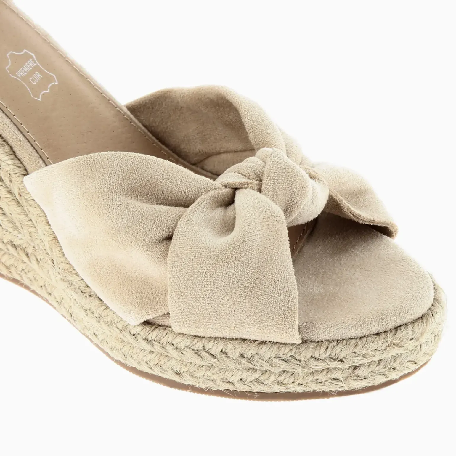 Sandales compensées nouées Zoëlla beige clair