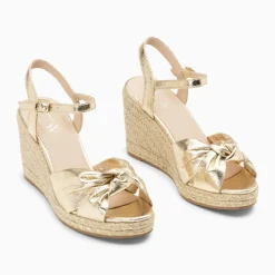 Sandales compensées nouées Georgina or