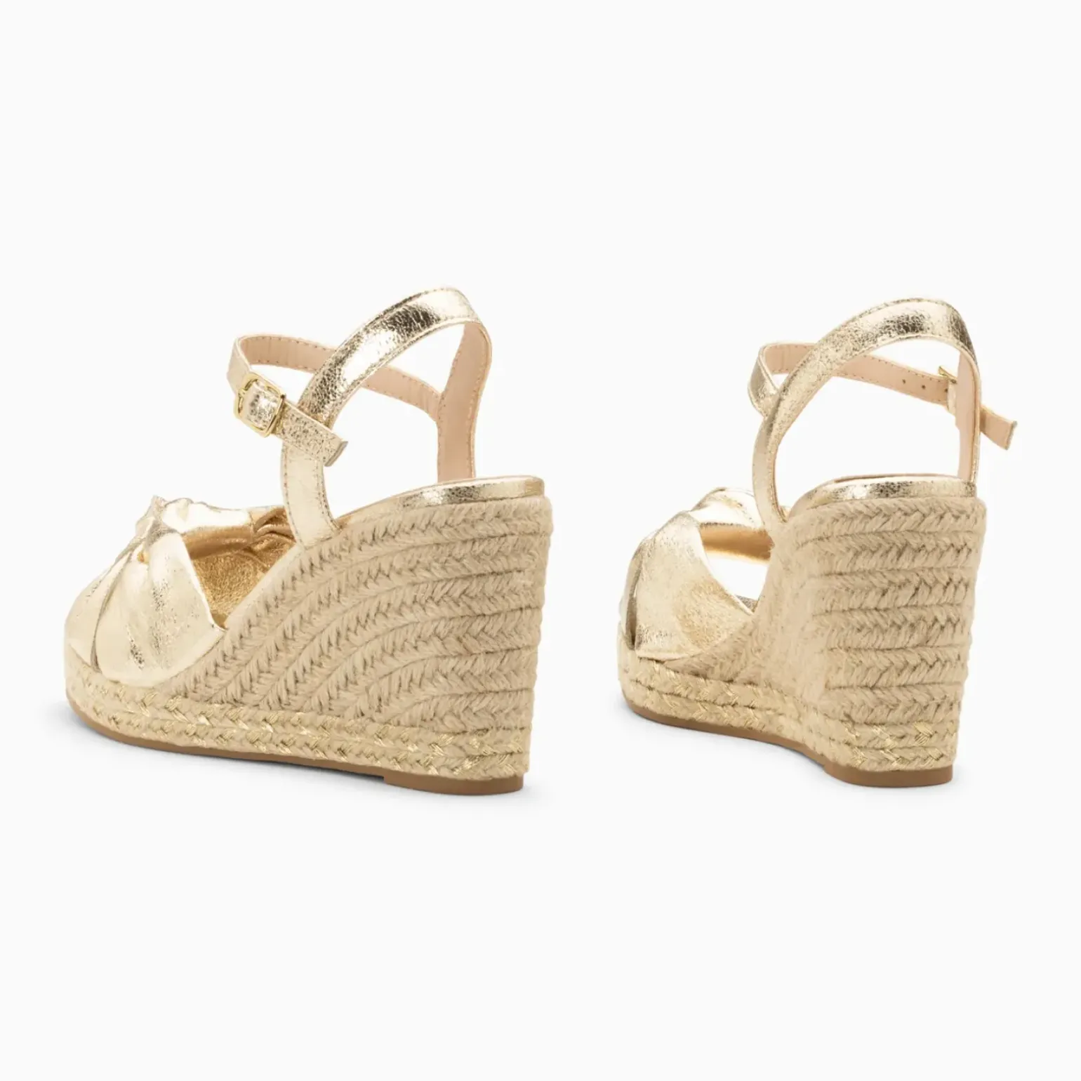 Sandales compensées nouées Georgina or