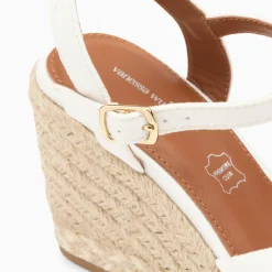 Sandales compensées nouées Céline blanches