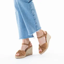 Sandales compensées nouées Zoëlla camel