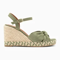 Sandales compensées nouées Céline kaki pastel