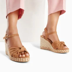 Sandales compensées nouées Georgina camel