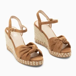 Sandales compensées nouées Georgina camel