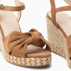 Sandales compensées nouées Georgina camel