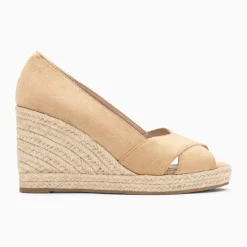 Sandales compensées peep-toe Léonie beiges