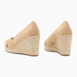 Sandales compensées peep-toe Léonie beiges