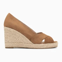 Sandales compensées peep-toe Léonie noisette