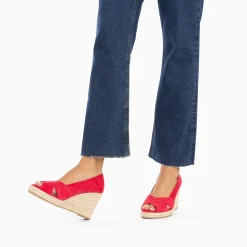 Sandales compensées peep-toe Léonie framboise