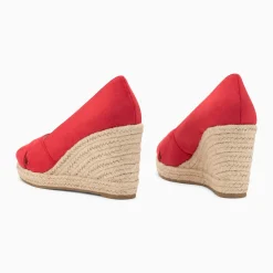 Sandales compensées peep-toe Léonie framboise