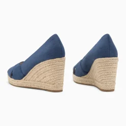 Sandales compensées peep-toe Léonie bleu marine