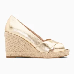 Sandales compensées peep-toe Léonie or