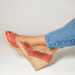 Sandales compensées peep-toe Milena brique