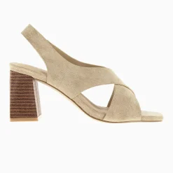 Sandales Dakota beiges à brides croisées et talon haut