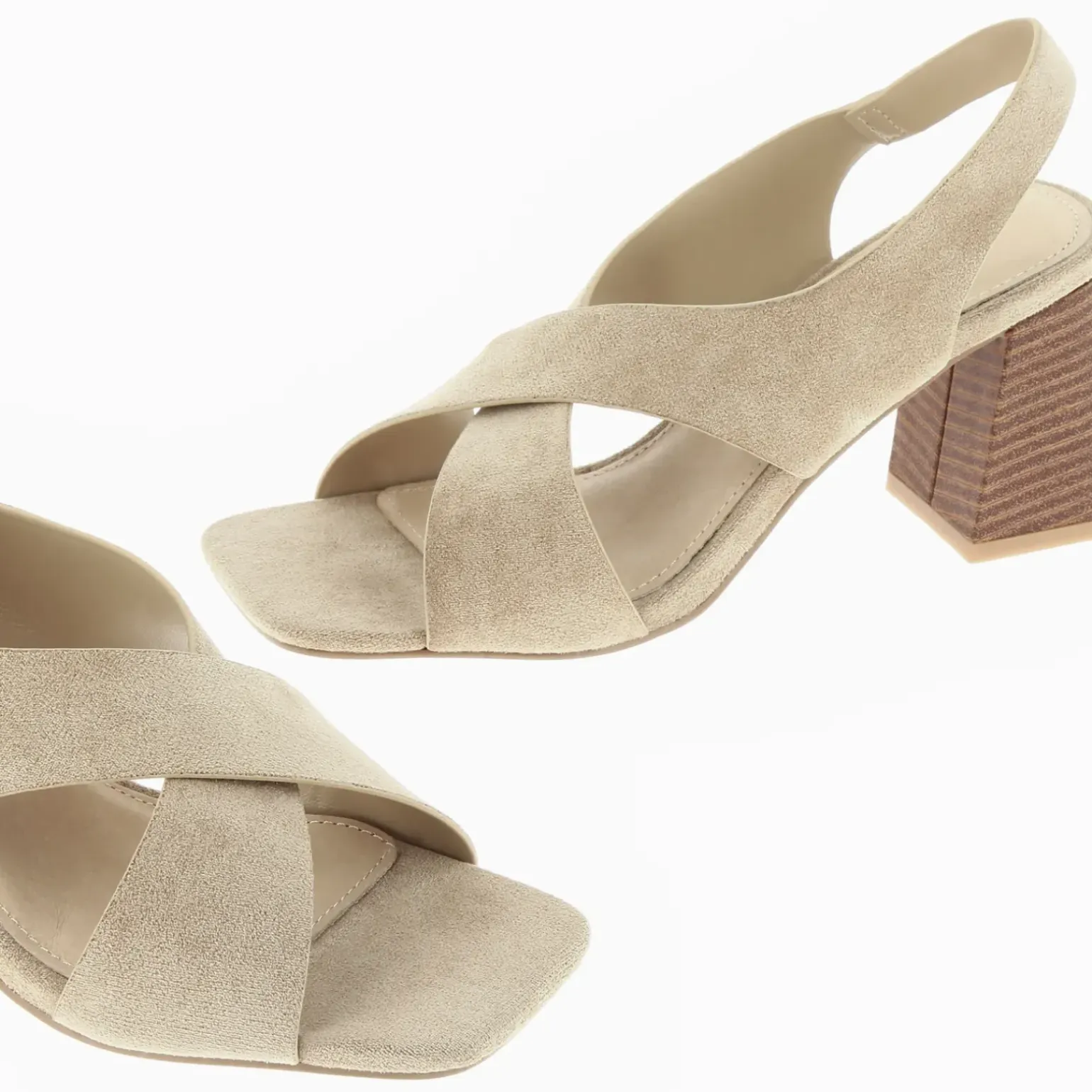 Sandales Dakota beiges à brides croisées et talon haut