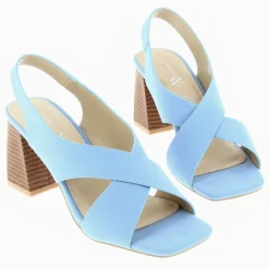 Sandales Dakota bleu clair à brides croisées et talon haut