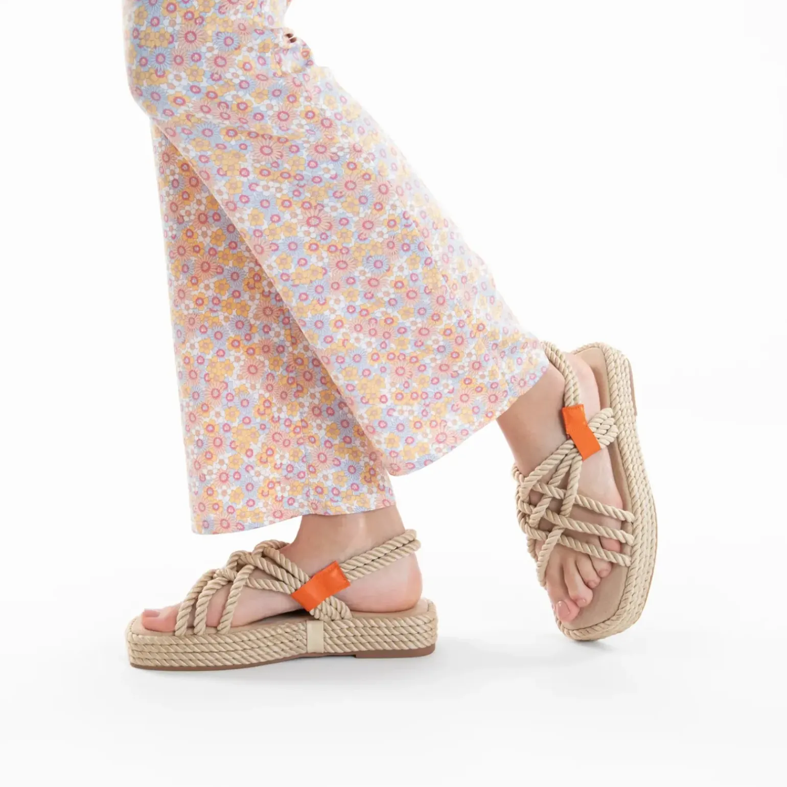 Sandales en corde Anya beige à plateforme