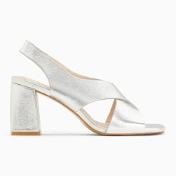 Sandales Lauren argent à brides croisées et talon haut