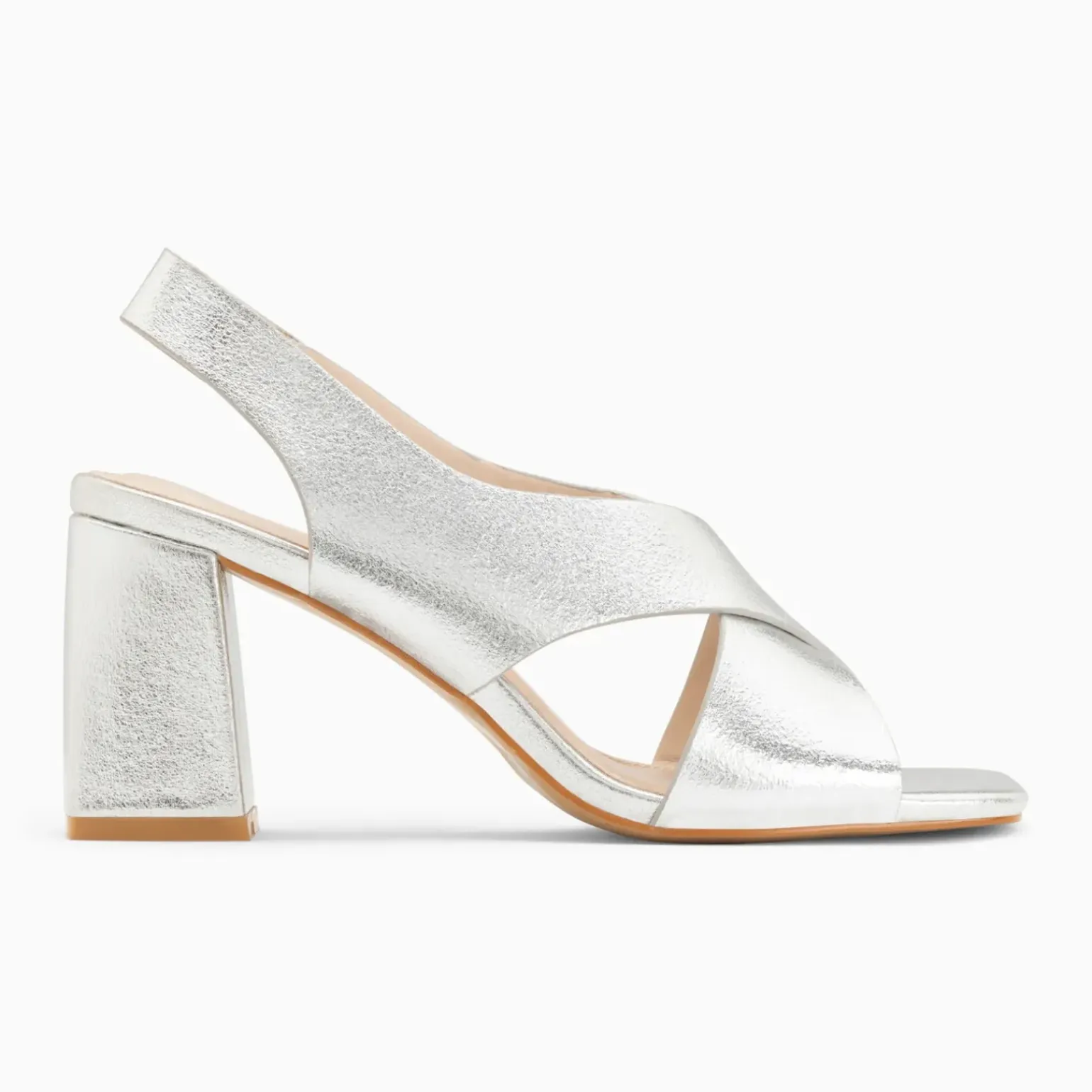 Sandales Lauren argent à brides croisées et talon haut