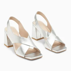 Sandales Lauren argent à brides croisées et talon haut