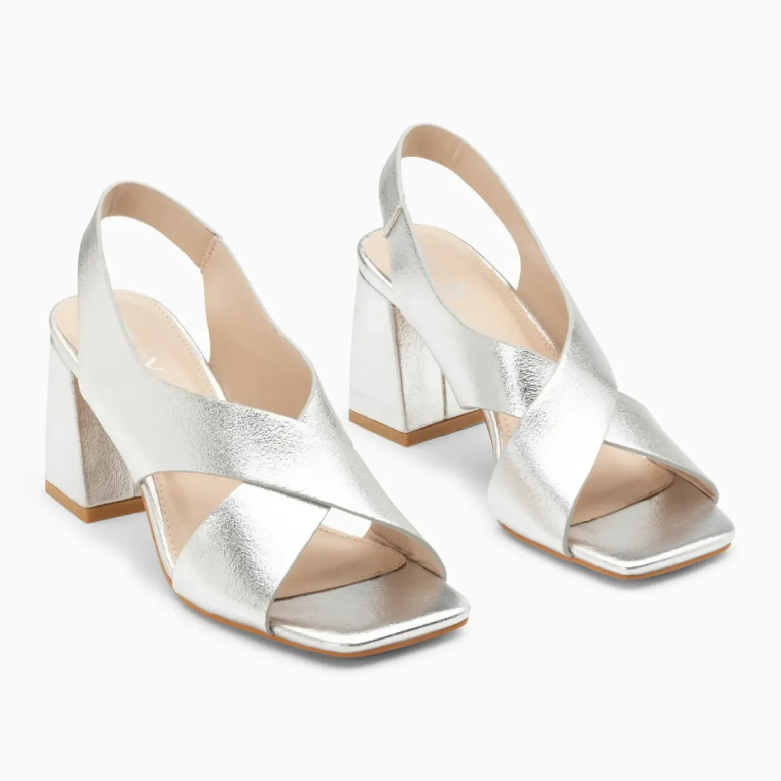 Sandales Lauren argent à brides croisées et talon haut