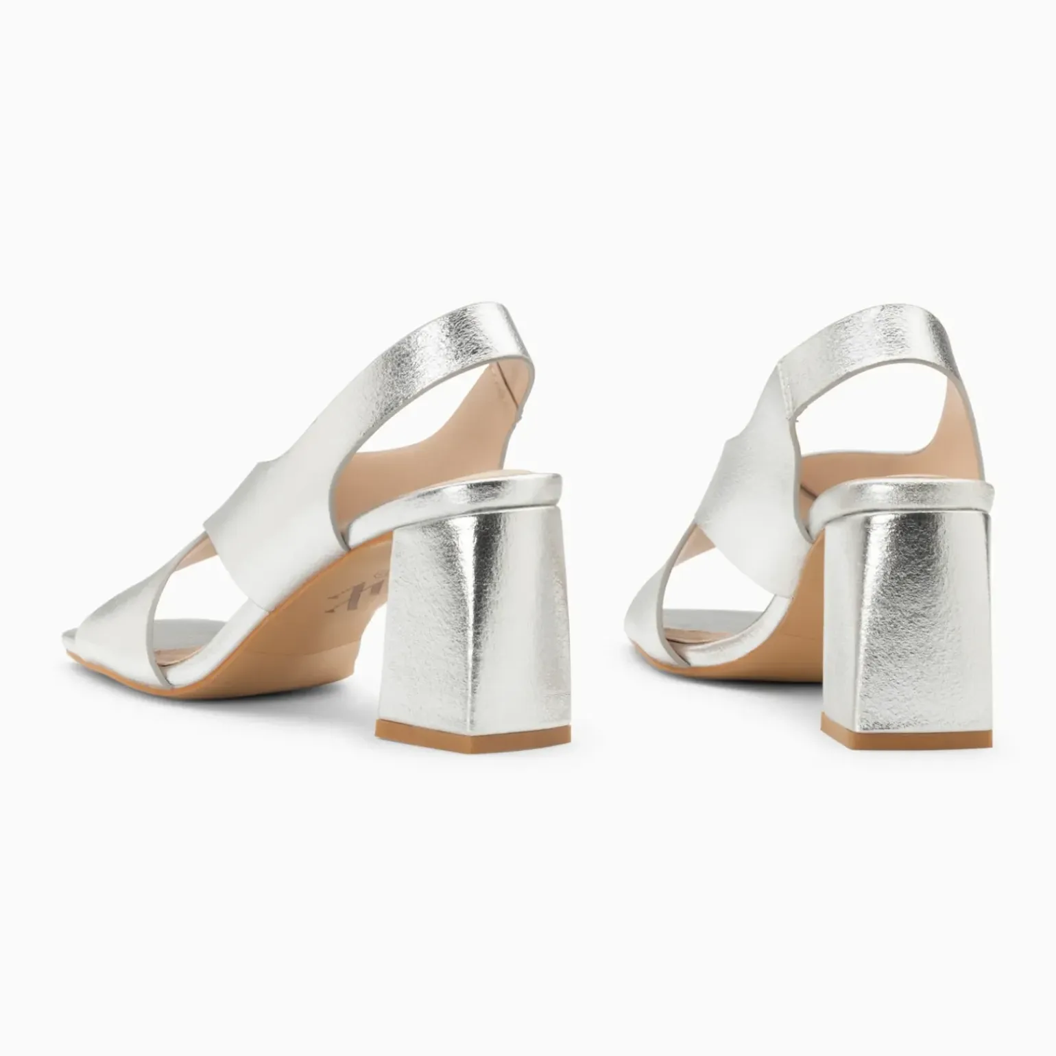Sandales Lauren argent à brides croisées et talon haut