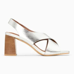 Sandales Maxinne argent à brides croisées et talon haut