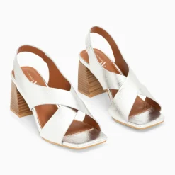 Sandales Maxinne argent à brides croisées et talon haut