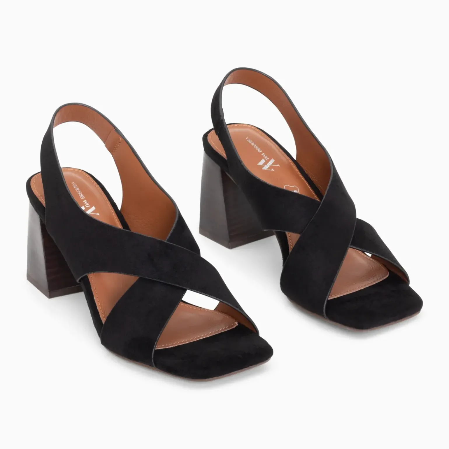 Sandales Maxinne noires à brides croisées et talon haut