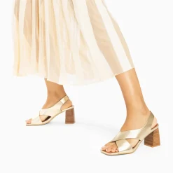 Sandales Maxinne or à brides croisées et talon haut