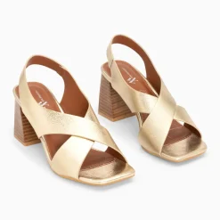 Sandales Maxinne or à brides croisées et talon haut